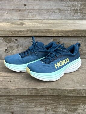HOKA | “Midnight Ocean” Navy Blue, Aqua | Bondi 8 | Running